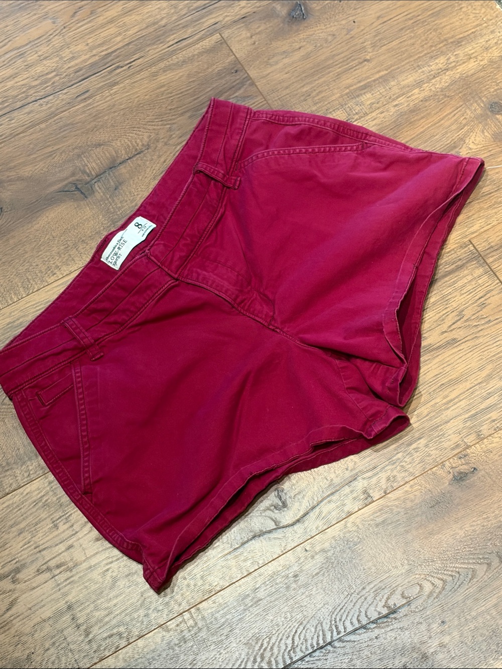 Abercrombie & Fitch Women's Red/Pink Low-Rise Shorts